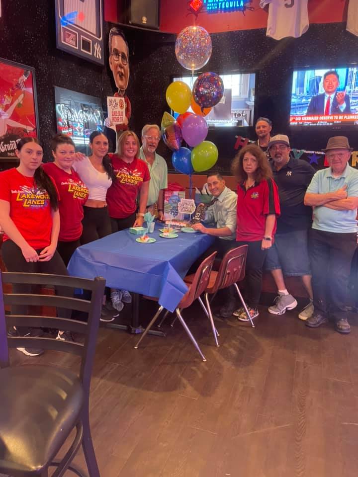 Birthday celebration with staff at Lakewood Lanes