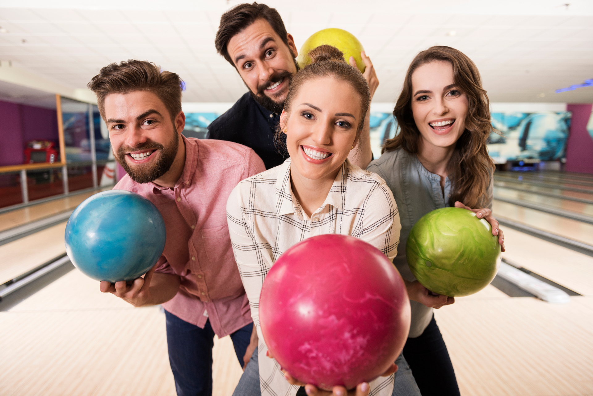Friends bowling at Lakewood Lanes